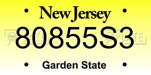 80855S3 New Jersey License Plate