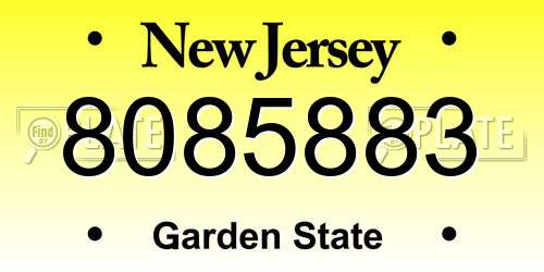 8085883 New Jersey License Plate