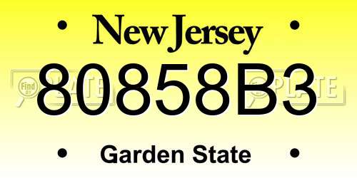 80858B3 New Jersey License Plate