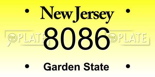 8086 New Jersey License Plate