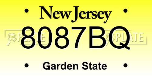 8087BQ New Jersey License Plate