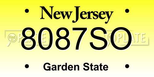 8087SO New Jersey License Plate