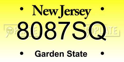 8087SQ New Jersey License Plate