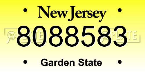 8088583 New Jersey License Plate