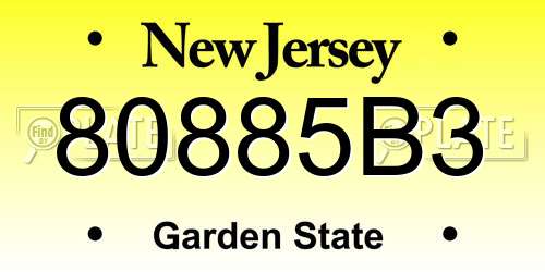80885B3 New Jersey License Plate