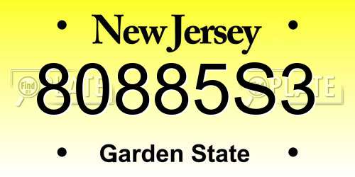 80885S3 New Jersey License Plate