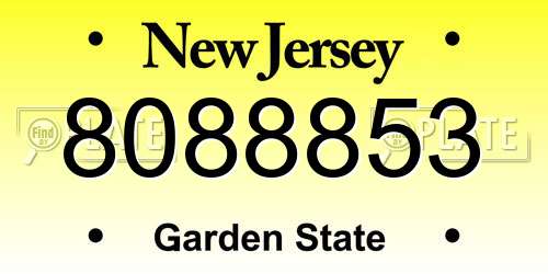8088853 New Jersey License Plate