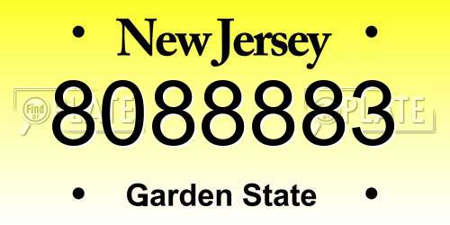 8088883 New Jersey License Plate