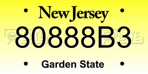 80888B3 New Jersey License Plate
