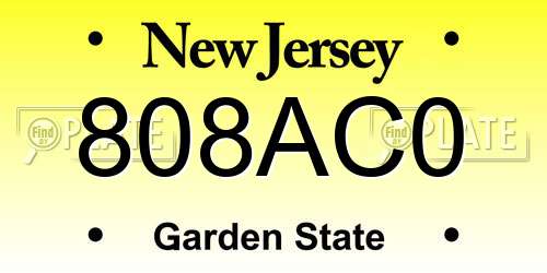 808AC0 New Jersey License Plate