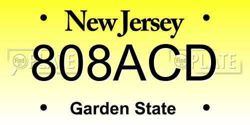 808ACD New Jersey License Plate