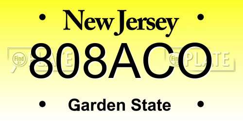 808ACO New Jersey License Plate