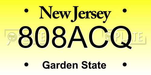 808ACQ New Jersey License Plate