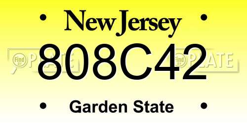 808C42 New Jersey License Plate