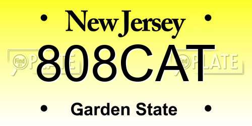 808CAT New Jersey License Plate