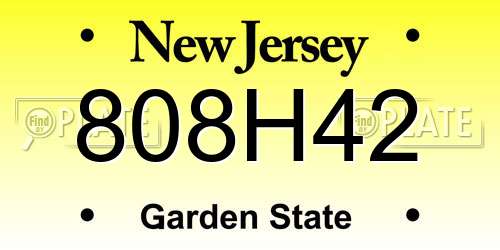 808H42 New Jersey License Plate