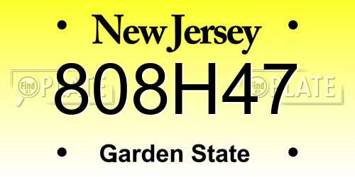 808H47 New Jersey License Plate