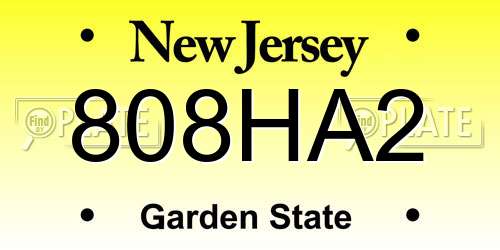 808HA2 New Jersey License Plate