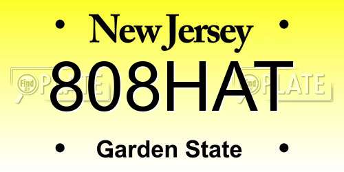 808HAT New Jersey License Plate