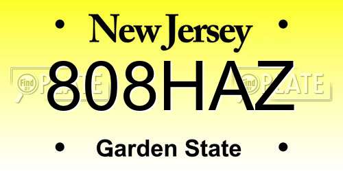 808HAZ New Jersey License Plate