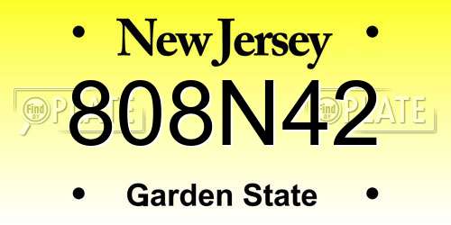 808N42 New Jersey License Plate