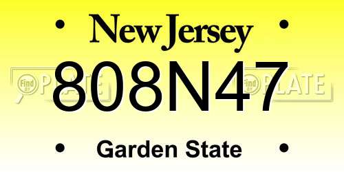 808N47 New Jersey License Plate