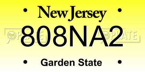 808NA2 New Jersey License Plate