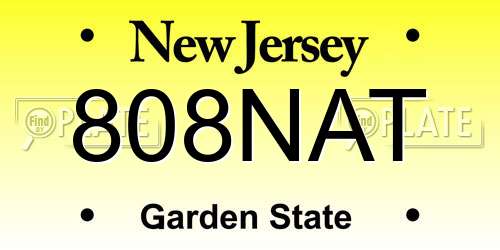 808NAT New Jersey License Plate