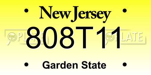 808T11 New Jersey License Plate