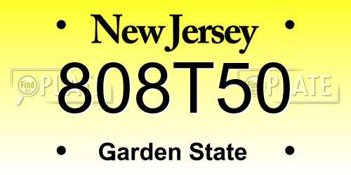 808T50 New Jersey License Plate