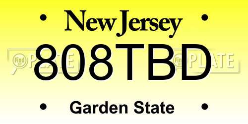 808TBD New Jersey License Plate