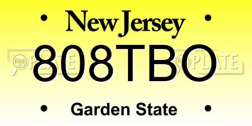 808TBO New Jersey License Plate