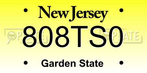 808TS0 New Jersey License Plate
