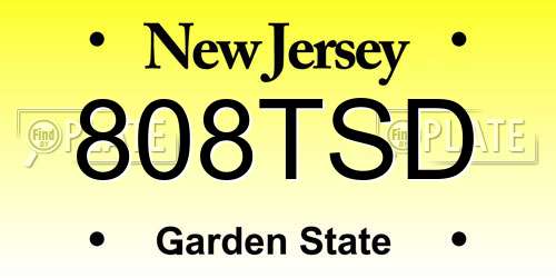 808TSD New Jersey License Plate