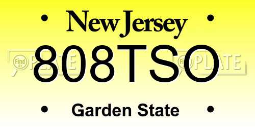 808TSO New Jersey License Plate
