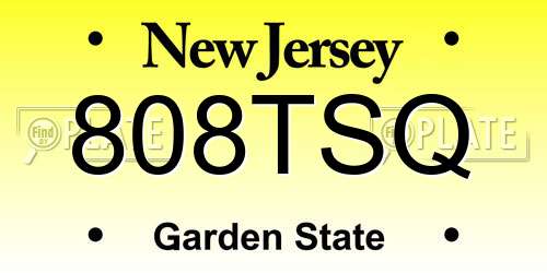 808TSQ New Jersey License Plate