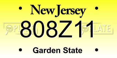 808Z11 New Jersey License Plate