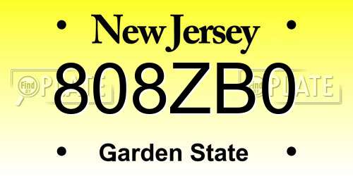 808ZB0 New Jersey License Plate