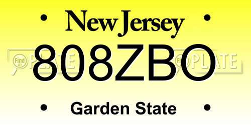 808ZBO New Jersey License Plate