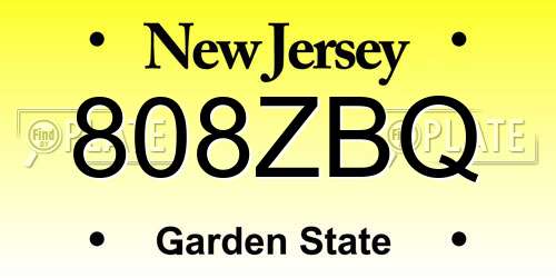 808ZBQ New Jersey License Plate