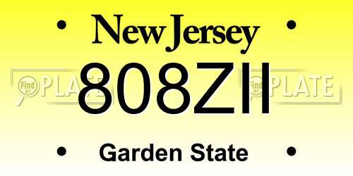 808ZII New Jersey License Plate