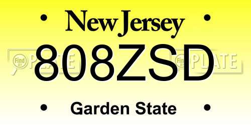 808ZSD New Jersey License Plate
