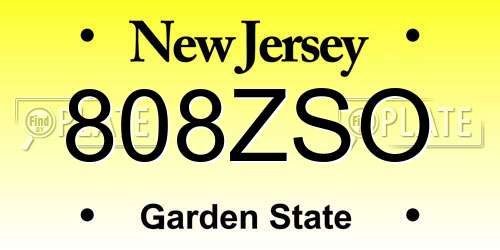 808ZSO New Jersey License Plate