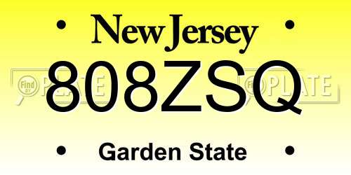 808ZSQ New Jersey License Plate