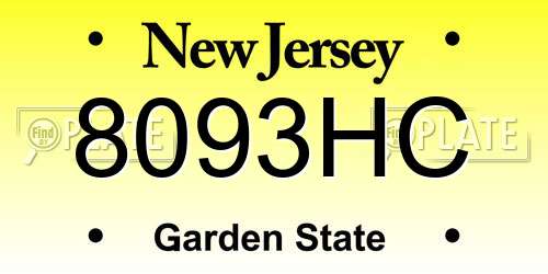 8093HC New Jersey License Plate