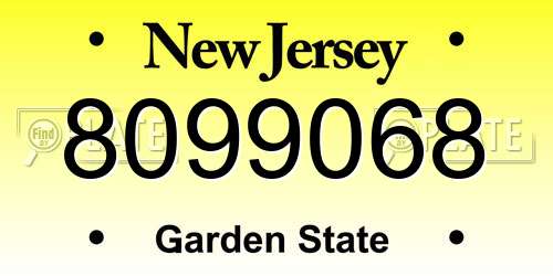 8099068 New Jersey License Plate
