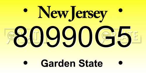 80990G5 New Jersey License Plate