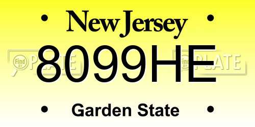 8099HE New Jersey License Plate
