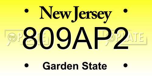 809AP2 New Jersey License Plate