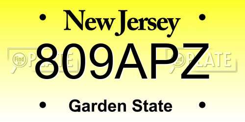 809APZ New Jersey License Plate